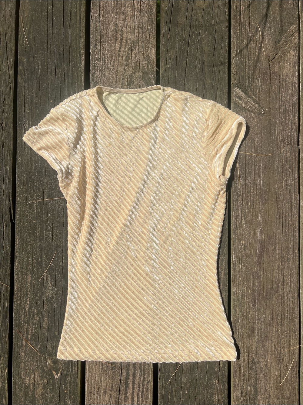 Cutie lil’ yellow cream and white stripe velvet baby tee perfect basic summer s